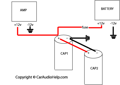 Wire Diagram   Stereo on Car Audio Capacitor Installation Two Capacitors